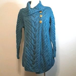 Aran Woollen Mills 3 Button Merino Wool Cardigan